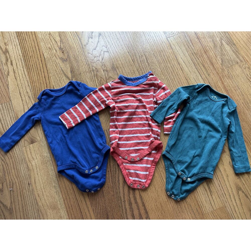 Lot of 3 Primary Long Sleeve Onesies Size 6-9M